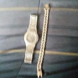 diamond watch and cuban link bracelet